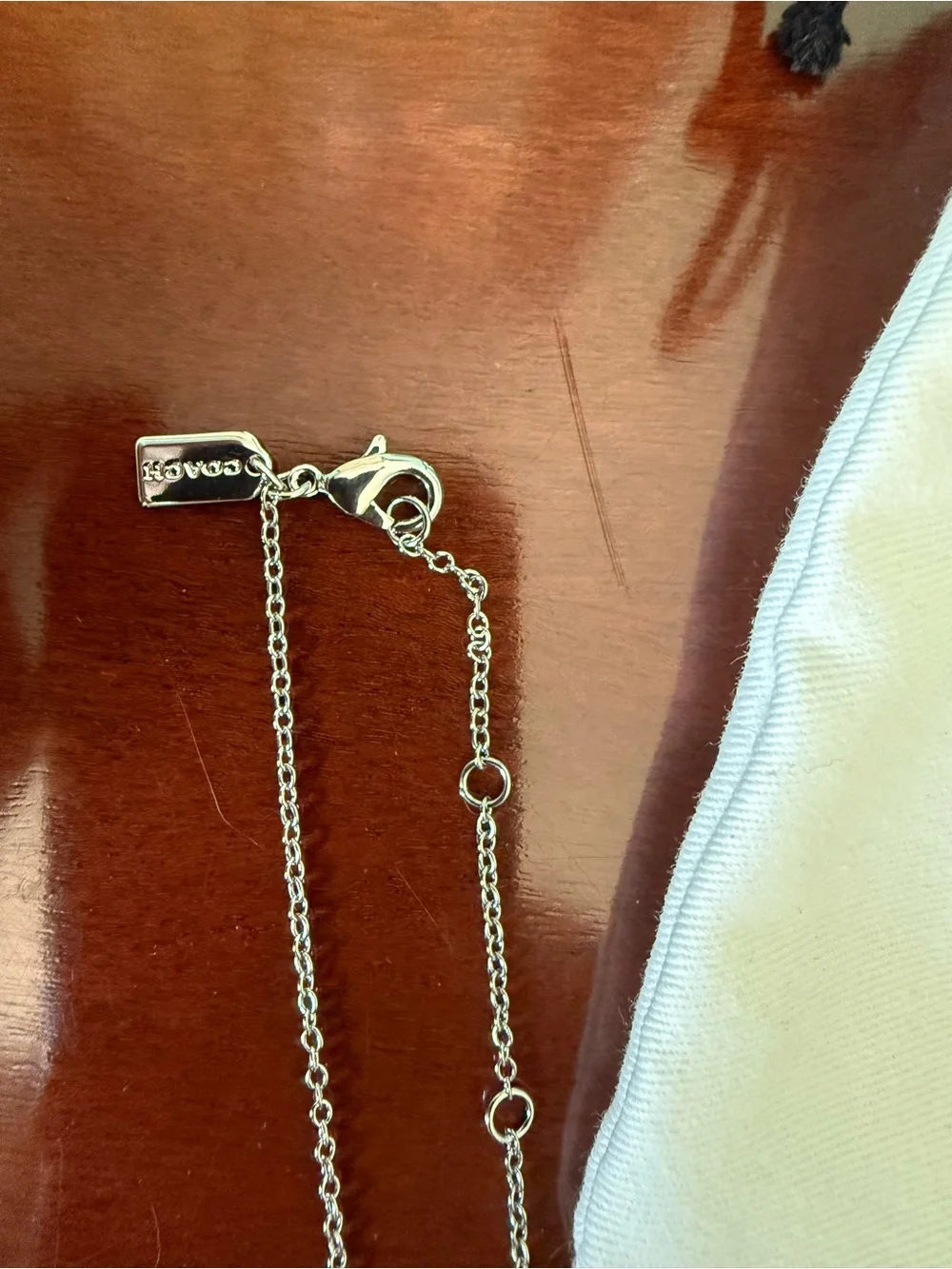 Coach Silver Heart Pendant Necklace with 'C' Logo